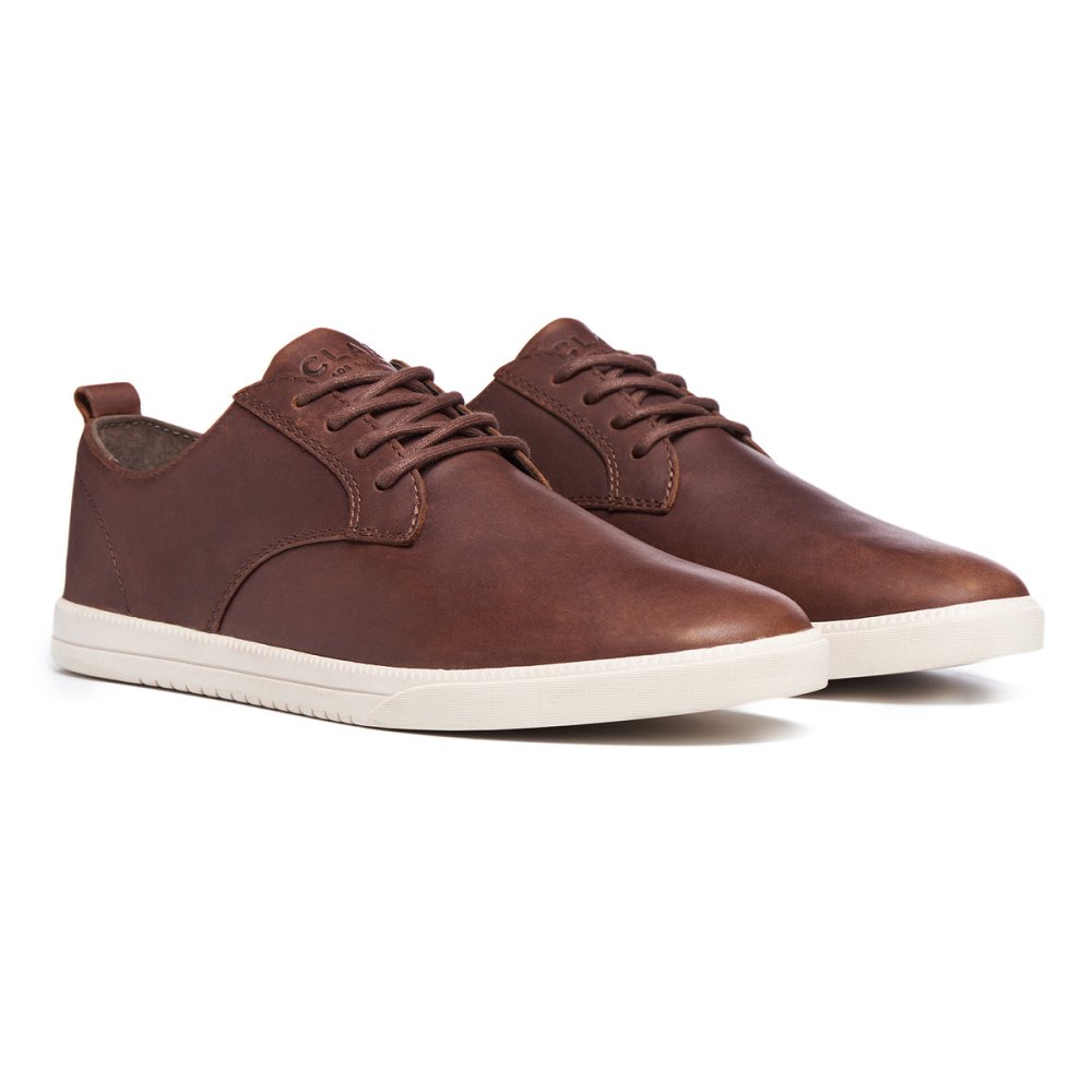 CLAE ELLINGTON Shoes Mens USA807-P12 In Leather Chestnut Oiled Leather